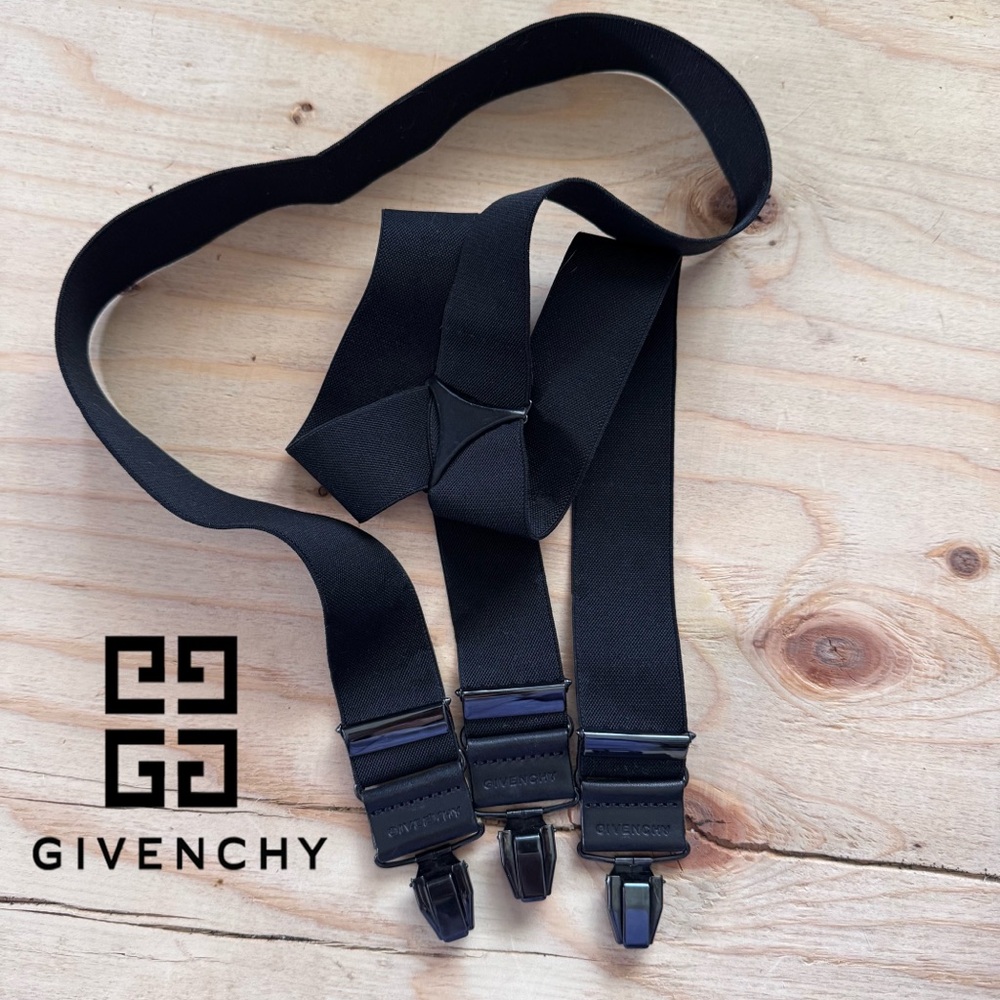 Authentic Givenchy Suspenders Blacl Leather